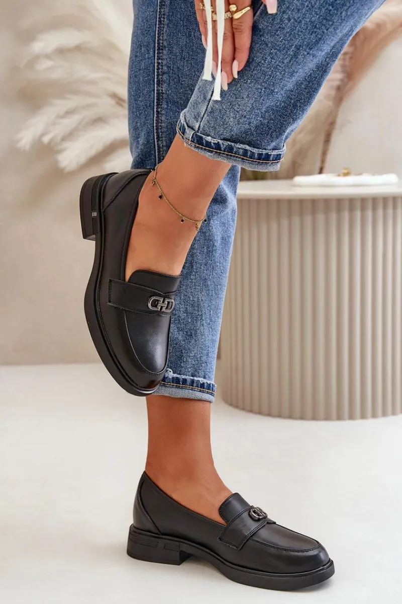 Clearance Mokasyny Damskie Ze Skóry Naturalnej Czarne Vinceza 58409 Damskie Loafersy Damskie|Mokasyny Damskie Lakierowane