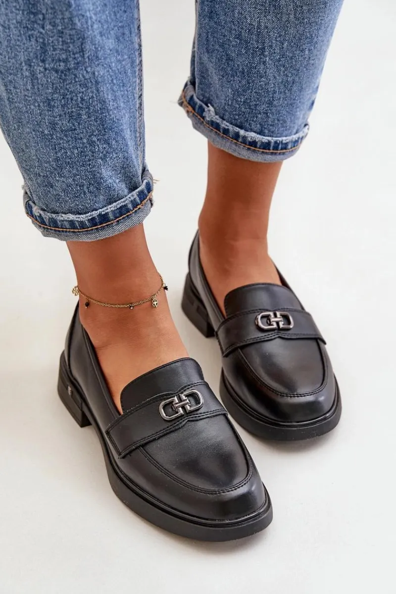 Clearance Mokasyny Damskie Ze Skóry Naturalnej Czarne Vinceza 58409 Damskie Loafersy Damskie|Mokasyny Damskie Lakierowane