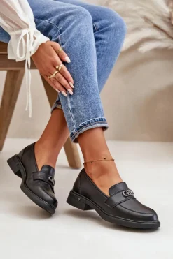 Clearance Mokasyny Damskie Ze Skóry Naturalnej Czarne Vinceza 58409 Damskie Loafersy Damskie|Mokasyny Damskie Lakierowane