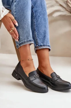 Clearance Mokasyny Damskie Ze Skóry Naturalnej Czarne Vinceza 58409 Damskie Loafersy Damskie|Mokasyny Damskie Lakierowane