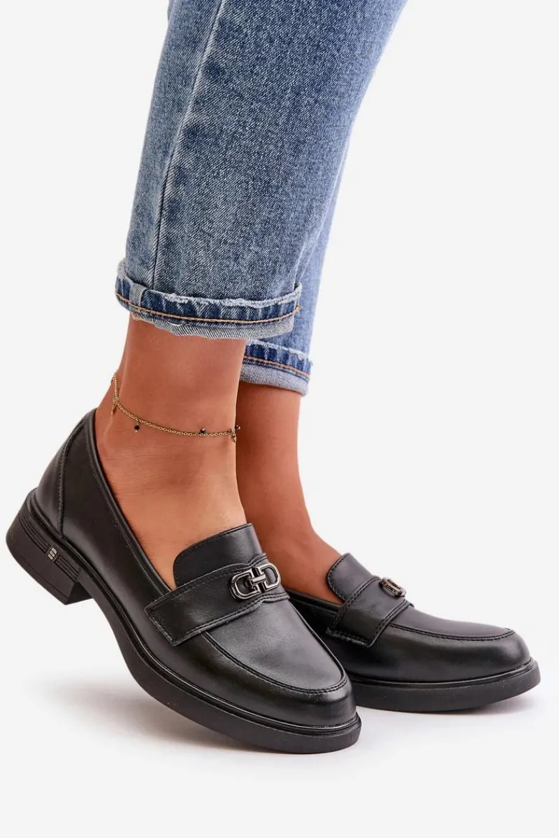 Clearance Mokasyny Damskie Ze Skóry Naturalnej Czarne Vinceza 58409 Damskie Loafersy Damskie|Mokasyny Damskie Lakierowane