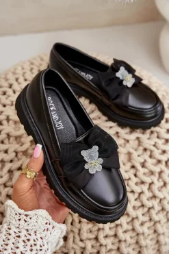 New Buty damskie Vinceza Mokasyny Dziewczęce Z Kokardą Eko Skórzane Czarne Avallesa