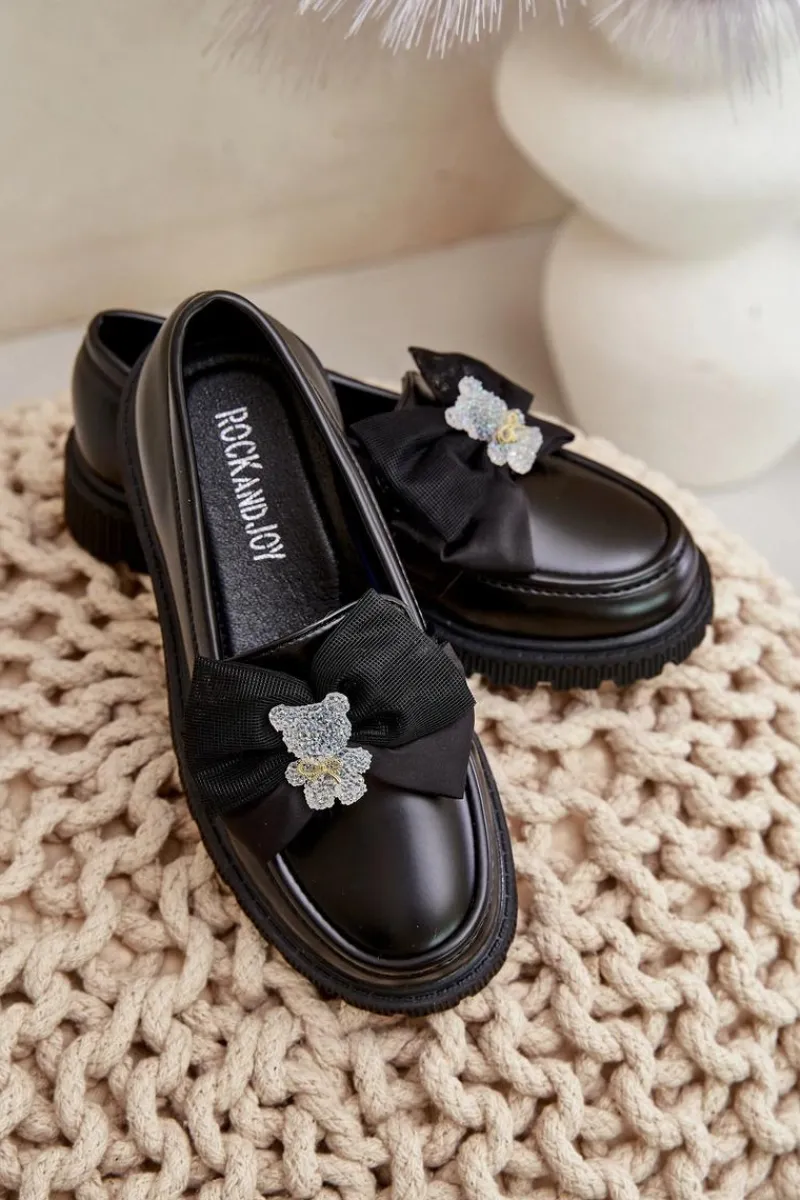 New Buty damskie Vinceza Mokasyny Dziewczęce Z Kokardą Eko Skórzane Czarne Avallesa