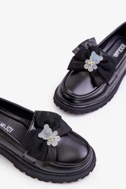 New Buty damskie Vinceza Mokasyny Dziewczęce Z Kokardą Eko Skórzane Czarne Avallesa