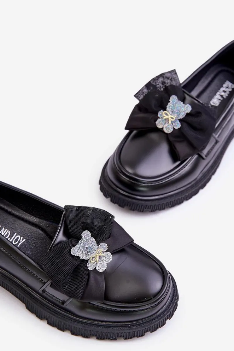 New Buty damskie Vinceza Mokasyny Dziewczęce Z Kokardą Eko Skórzane Czarne Avallesa