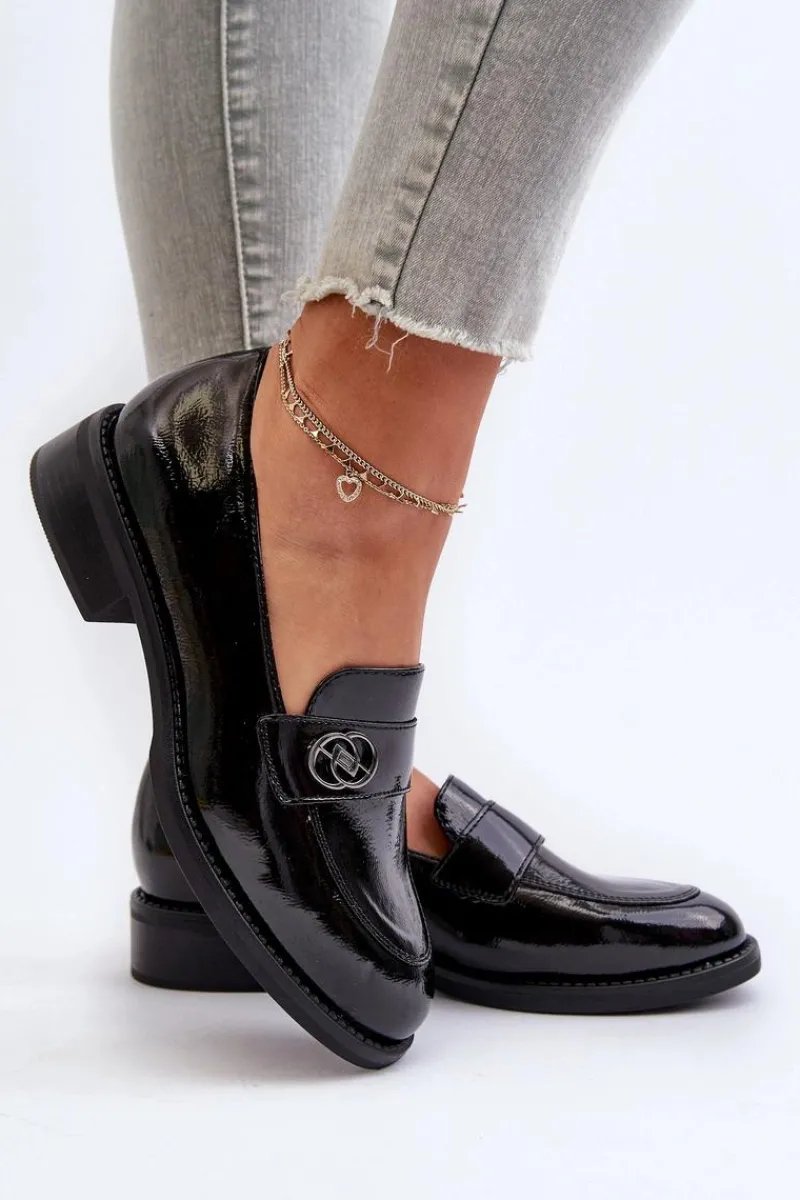 New Mokasyny Lakierowane Damskie Czarne Dilhela Damskie Mokasyny Damskie Lakierowane|Mokasyny Damskie Skórzane