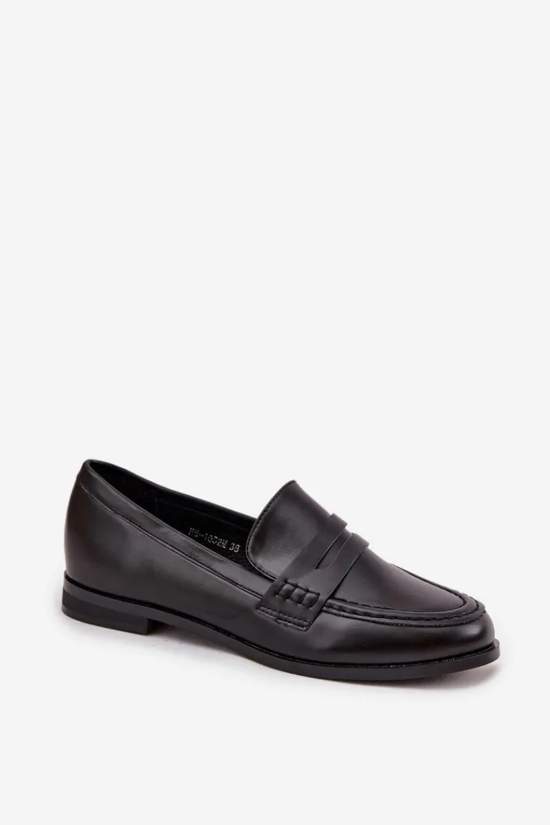 Discount Boto Mokasyny Loafersy Damskie Z Eko Skóry Czarne Bessina Czarny