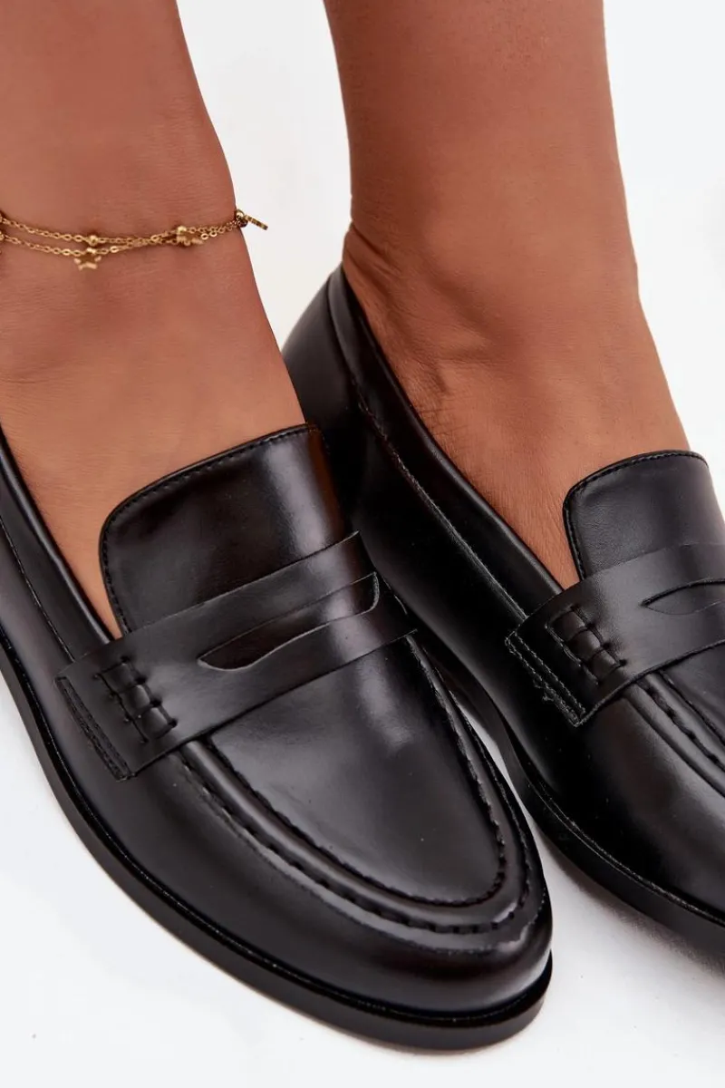 Discount Boto Mokasyny Loafersy Damskie Z Eko Skóry Czarne Bessina Czarny