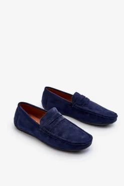 Sale Boto Mokasyny Męskie Eko Zamszowe Granatowe Nedlin