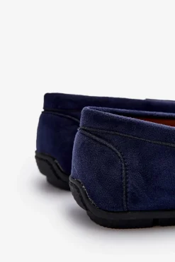 Sale Boto Mokasyny Męskie Eko Zamszowe Granatowe Nedlin