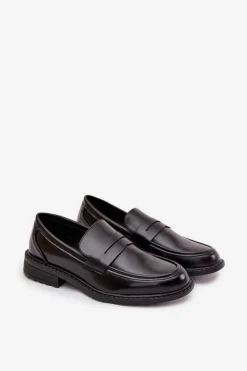 Mokasyny Męskie Z Eko Skóry Czarne Darvell Męskie Mokasyny Wsuwane|Półbuty Casual