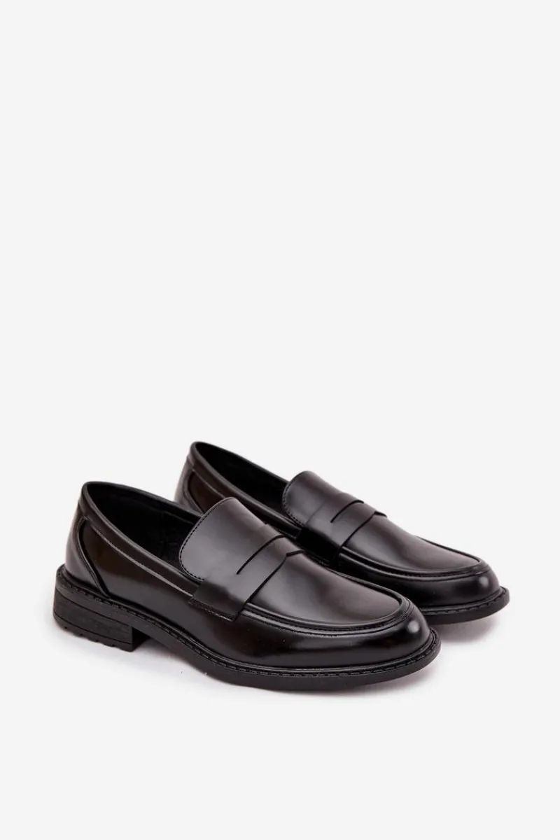 Mokasyny Męskie Z Eko Skóry Czarne Darvell Męskie Mokasyny Wsuwane|Półbuty Casual