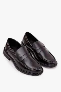 Mokasyny Męskie Z Eko Skóry Czarne Darvell Męskie Mokasyny Wsuwane|Półbuty Casual
