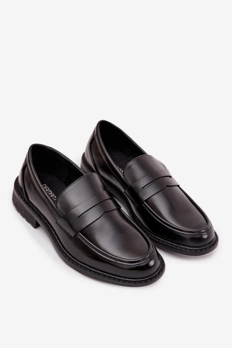 Mokasyny Męskie Z Eko Skóry Czarne Darvell Męskie Mokasyny Wsuwane|Półbuty Casual