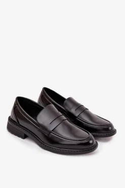 Mokasyny Męskie Z Eko Skóry Czarne Darvell Męskie Mokasyny Wsuwane|Półbuty Casual