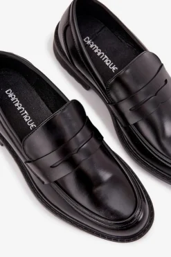 Mokasyny Męskie Z Eko Skóry Czarne Darvell Męskie Mokasyny Wsuwane|Półbuty Casual