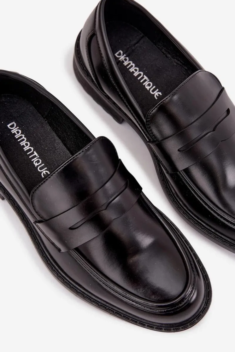 Mokasyny Męskie Z Eko Skóry Czarne Darvell Męskie Mokasyny Wsuwane|Półbuty Casual