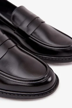 Mokasyny Męskie Z Eko Skóry Czarne Darvell Męskie Mokasyny Wsuwane|Półbuty Casual