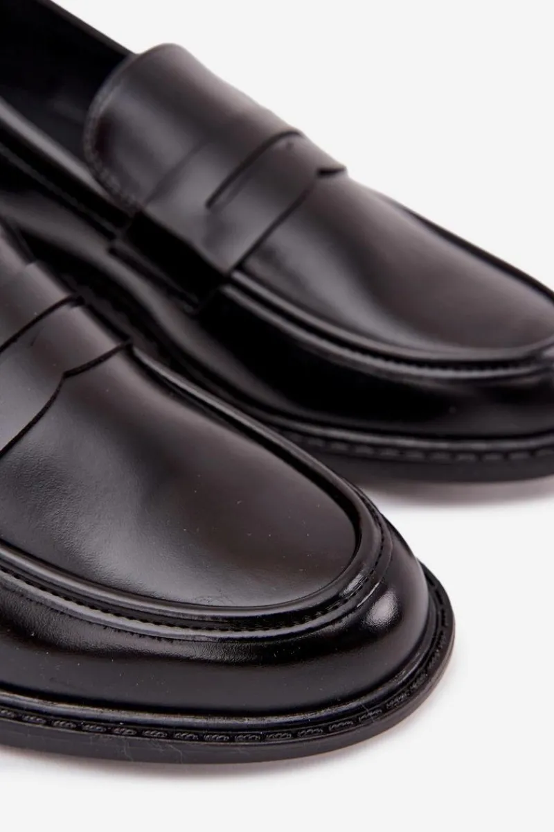 Mokasyny Męskie Z Eko Skóry Czarne Darvell Męskie Mokasyny Wsuwane|Półbuty Casual