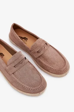 New Mokasyny Męskie Z Plecionką Ciemnobeżowe Fiamar Męskie Mokasyny Wsuwane|Espadryle Męskie