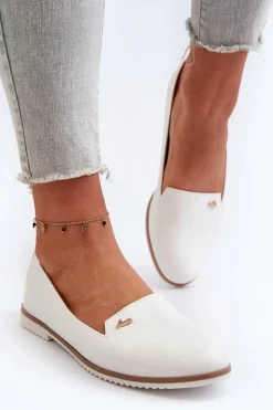 Hot Boto Mokasyny Na Płaskim Obcasie Damskie Białe Enzla