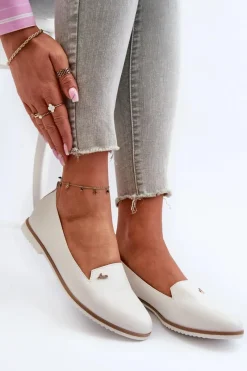 Hot Boto Mokasyny Na Płaskim Obcasie Damskie Białe Enzla