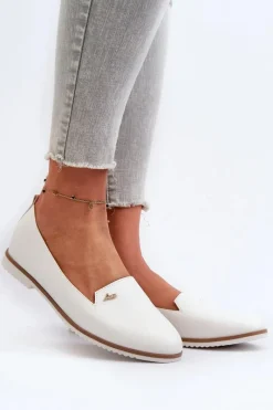 Hot Boto Mokasyny Na Płaskim Obcasie Damskie Białe Enzla