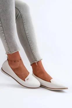 Hot Boto Mokasyny Na Płaskim Obcasie Damskie Białe Enzla