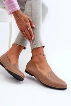 Mokasyny Na Płaskim Obcasie Damskie Brązowe Enzla Damskie Loafersy Damskie|Mokasyny Damskie Skórzane