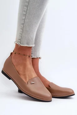 Mokasyny Na Płaskim Obcasie Damskie Brązowe Enzla Damskie Loafersy Damskie|Mokasyny Damskie Skórzane