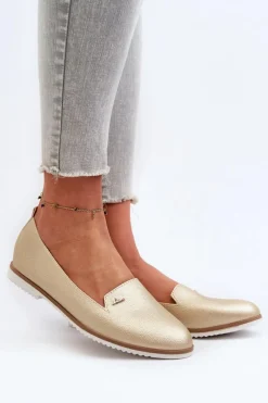 Loafersy Damskie|Mokasyny Damskie Skórzane>Boto Mokasyny Na Płaskim Obcasie Damskie Złote Enzla
