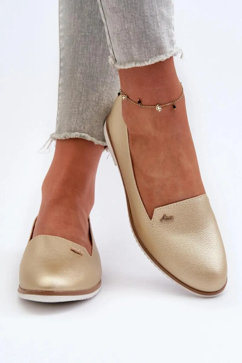 Loafersy Damskie|Mokasyny Damskie Skórzane>Boto Mokasyny Na Płaskim Obcasie Damskie Złote Enzla