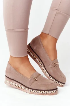 Mokasyny Na Platformie|Mokasyny Damskie Zamszowe>Laura Messi Mokasyny Na Platformie 2284 Jasny Brąz