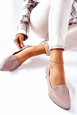 Mokasyny Damskie Lakierowane>Laura Messi Mokasyny Na Srebrnym Obcasie 2013 Cappuccino