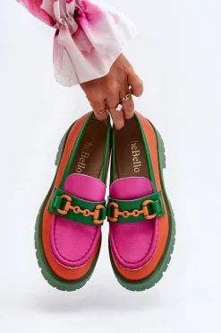 Online Mokasyny Skórzane Damskie Z Ozdobą 4444 Pomarańczowe Damskie Mokasyny Damskie Skórzane