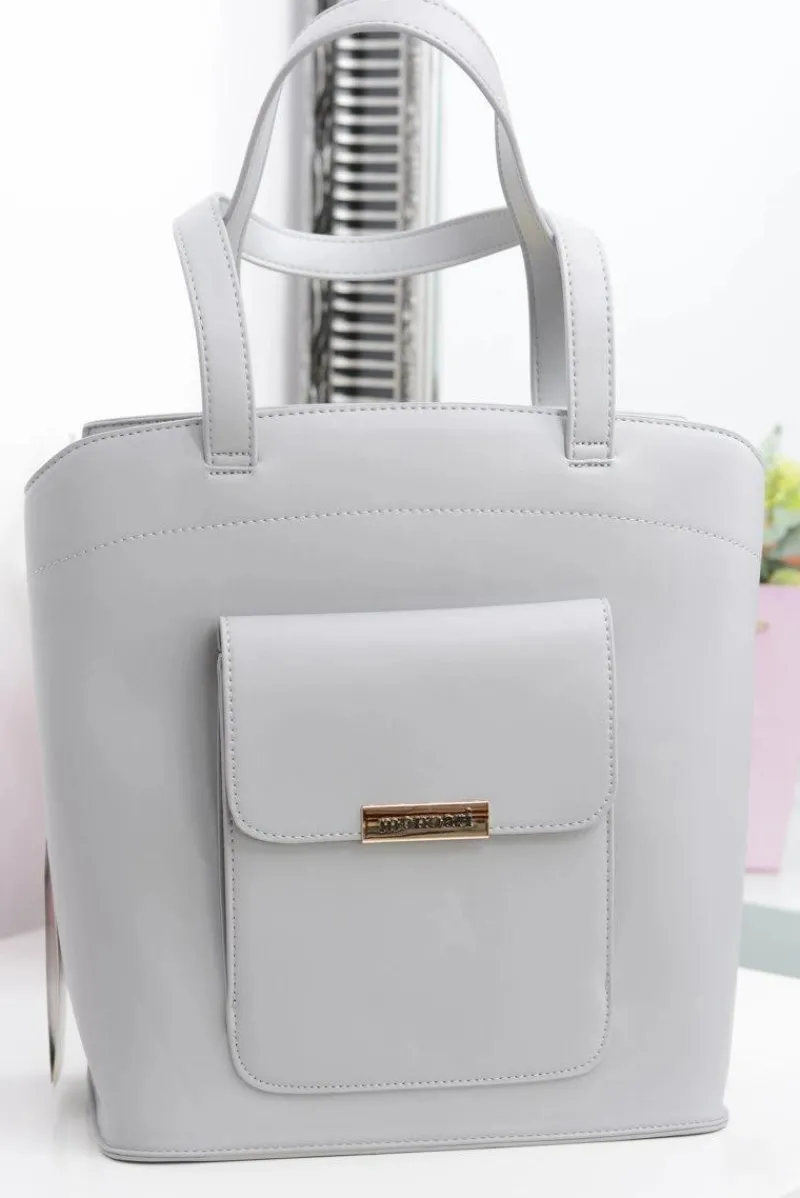 Torebki Monnari|Torebki Klasyczne>Monnari Minimalistyczna Szara Torba Damska Z Kieszenią