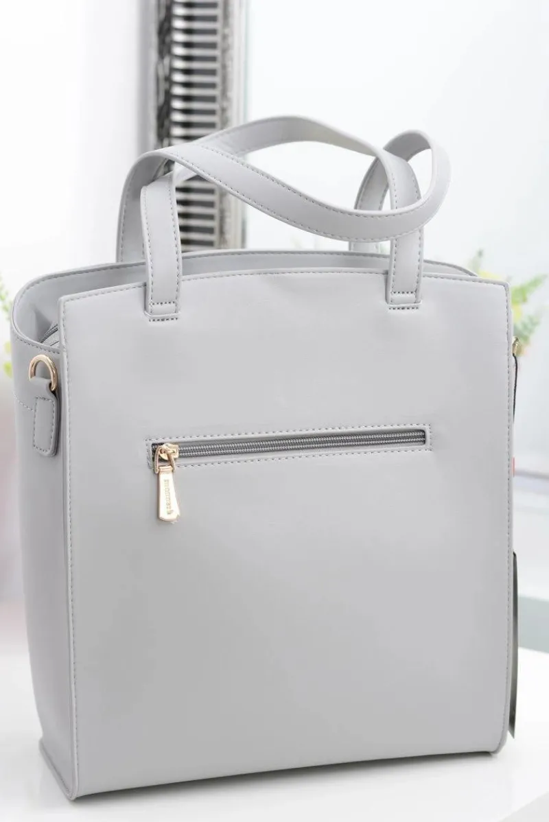 Torebki Monnari|Torebki Klasyczne>Monnari Minimalistyczna Szara Torba Damska Z Kieszenią