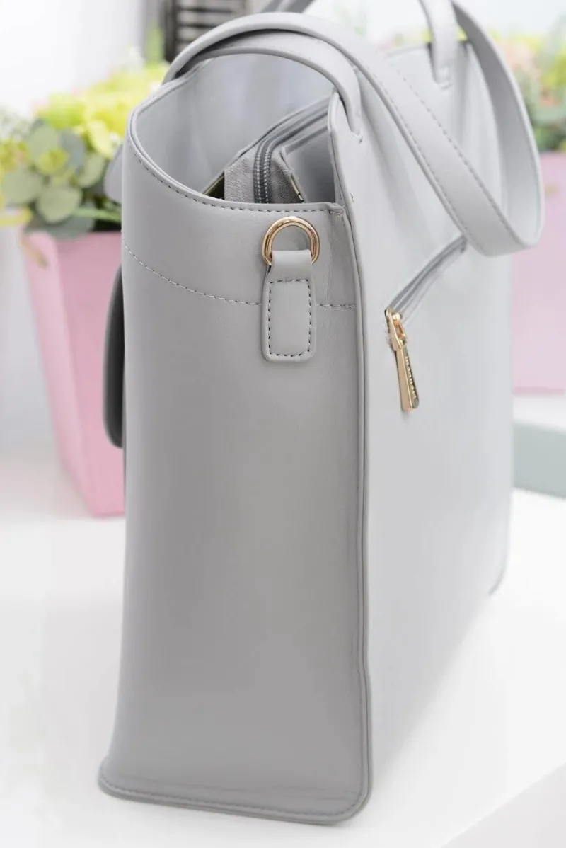 Torebki Monnari|Torebki Klasyczne>Monnari Minimalistyczna Szara Torba Damska Z Kieszenią