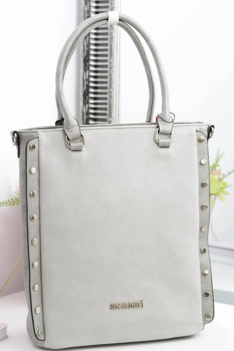 Best Szara Klasyczna Miejska Torba Z Nitami Torebki Monnari|Torebki Klasyczne