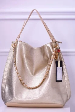 Outlet Monnari Złota Torba Worek Shopper BAGA750