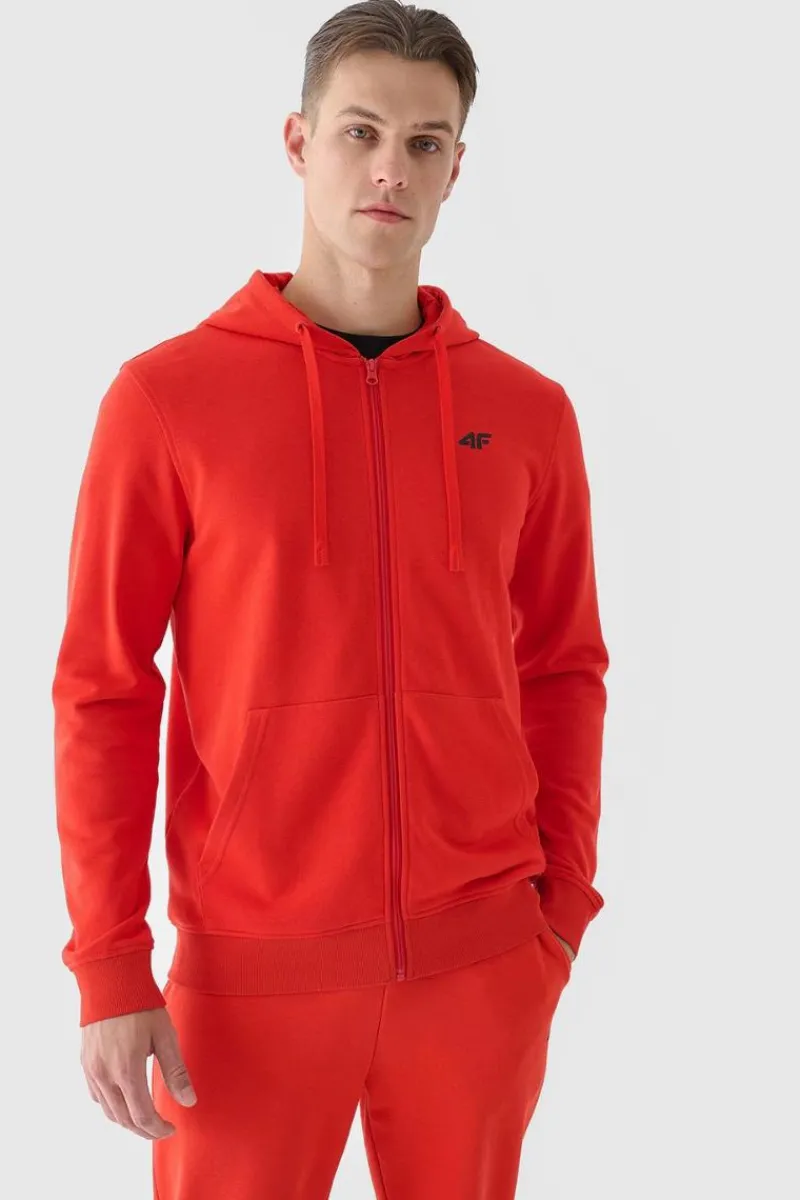 Bluzy Męskie|Odzież 4F>4F Męska Bluza Dresowa Na Zamek Z Kapturem WMM00TSWSM1466-60S Czerwona