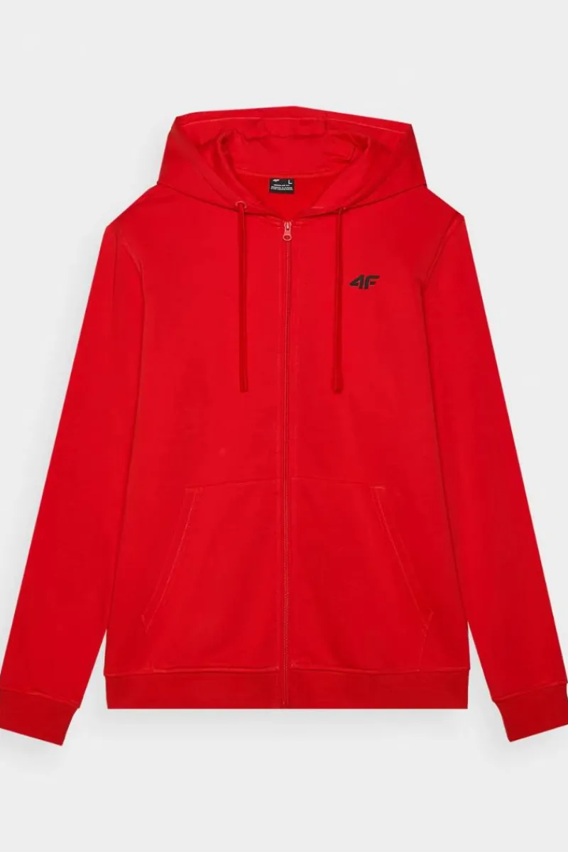 Bluzy Męskie|Odzież 4F>4F Męska Bluza Dresowa Na Zamek Z Kapturem WMM00TSWSM1466-60S Czerwona
