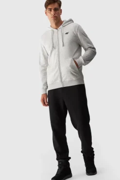 Discount Męska Bluza Dresowa Na Zamek Z Kapturem WMM00TSWSM1466-27M Szara Męskie Bluzy Męskie|Odzież 4F