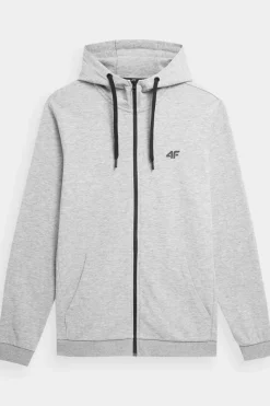Discount Męska Bluza Dresowa Na Zamek Z Kapturem WMM00TSWSM1466-27M Szara Męskie Bluzy Męskie|Odzież 4F