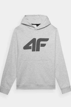 Clearance Męska Bluza Dresowa Nierozpinana Z Kapturem WMM00TSWSM1464-27M Jasnoszara Męskie Bluzy Męskie|Odzież 4F