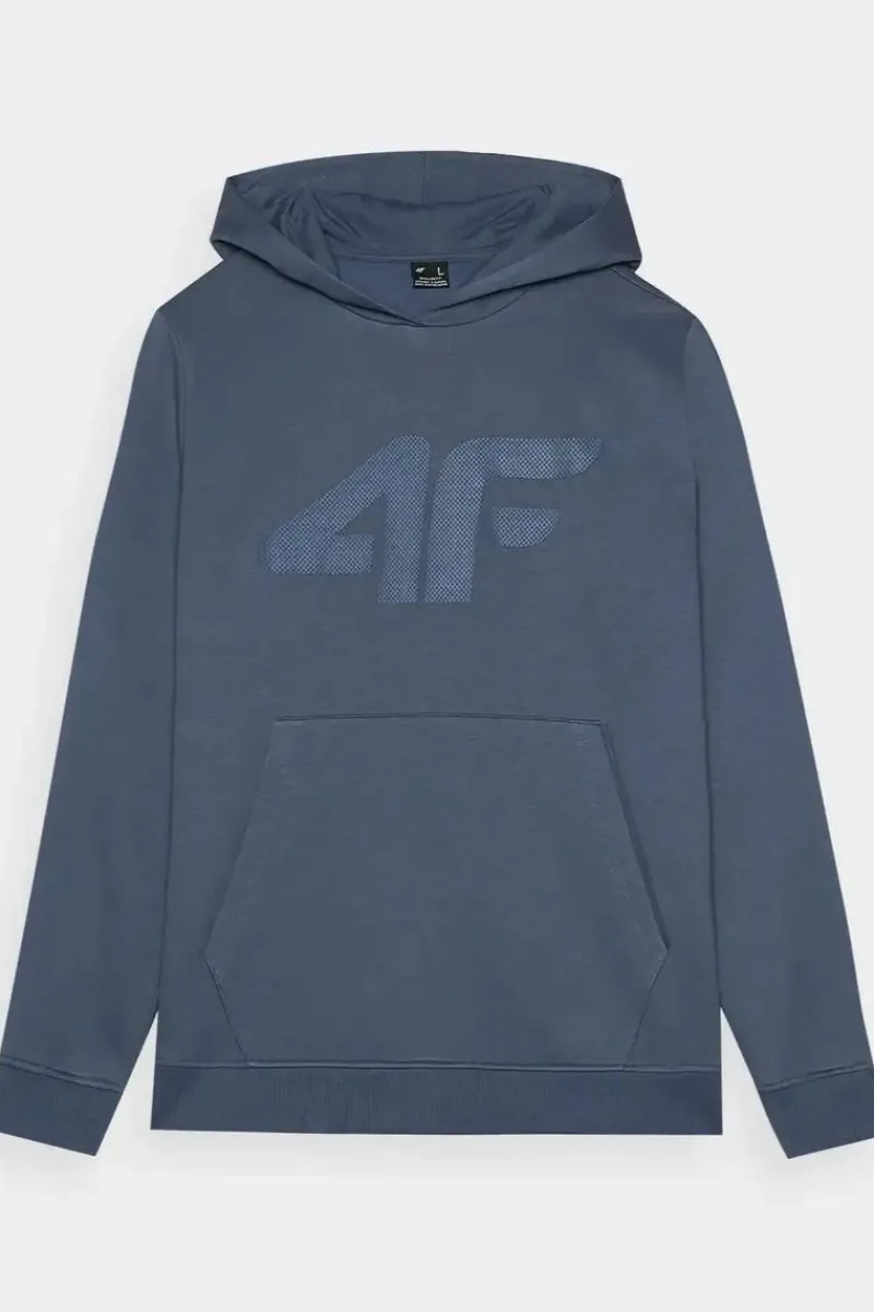Bluzy Męskie|Odzież 4F>4F Męska Bluza Dresowa Nierozpinana Z Kapturem WMM00TSWSM1464-32S Niebieska