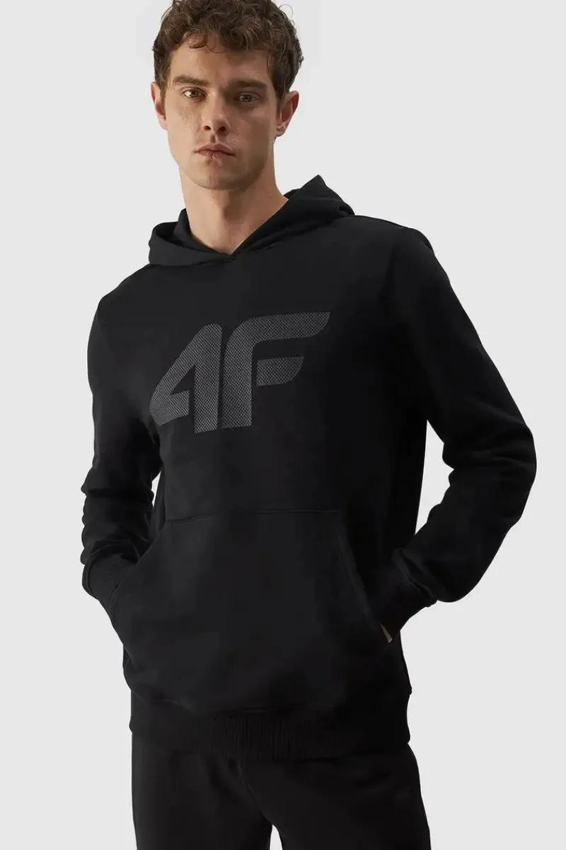 Bluzy Męskie|Odzież 4F>4F Męska Bluza Dresowa Nierozpinana Z Kapturem WMM00TSWSM1464-20S Czarne Czarny