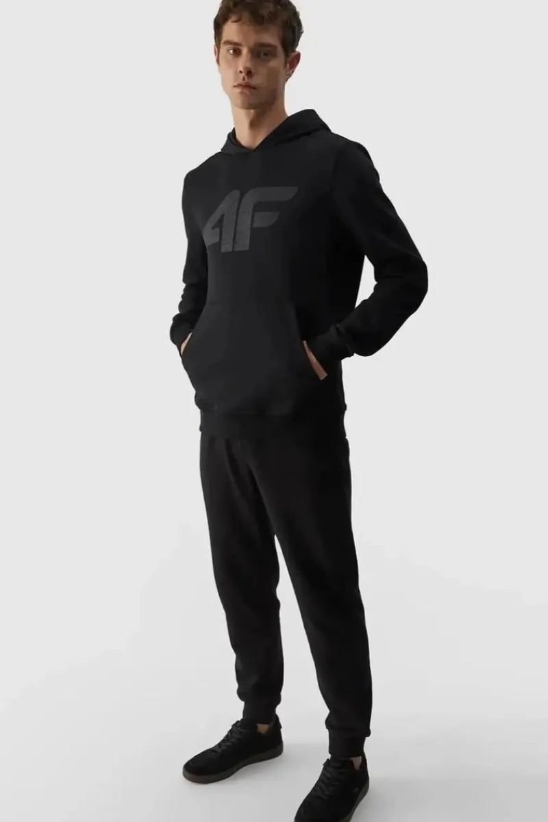 Bluzy Męskie|Odzież 4F>4F Męska Bluza Dresowa Nierozpinana Z Kapturem WMM00TSWSM1464-20S Czarne Czarny