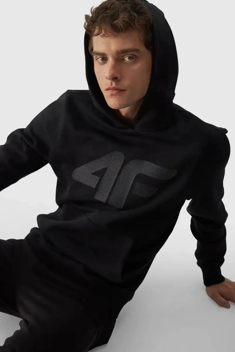 Bluzy Męskie|Odzież 4F>4F Męska Bluza Dresowa Nierozpinana Z Kapturem WMM00TSWSM1464-20S Czarne Czarny