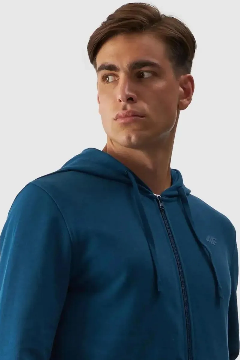 Discount Męska Bluzka Z Kapturem Rozpinana WAW24TSWSM1256-46S Turkusowa Męskie Bluzy Męskie|Odzież 4F